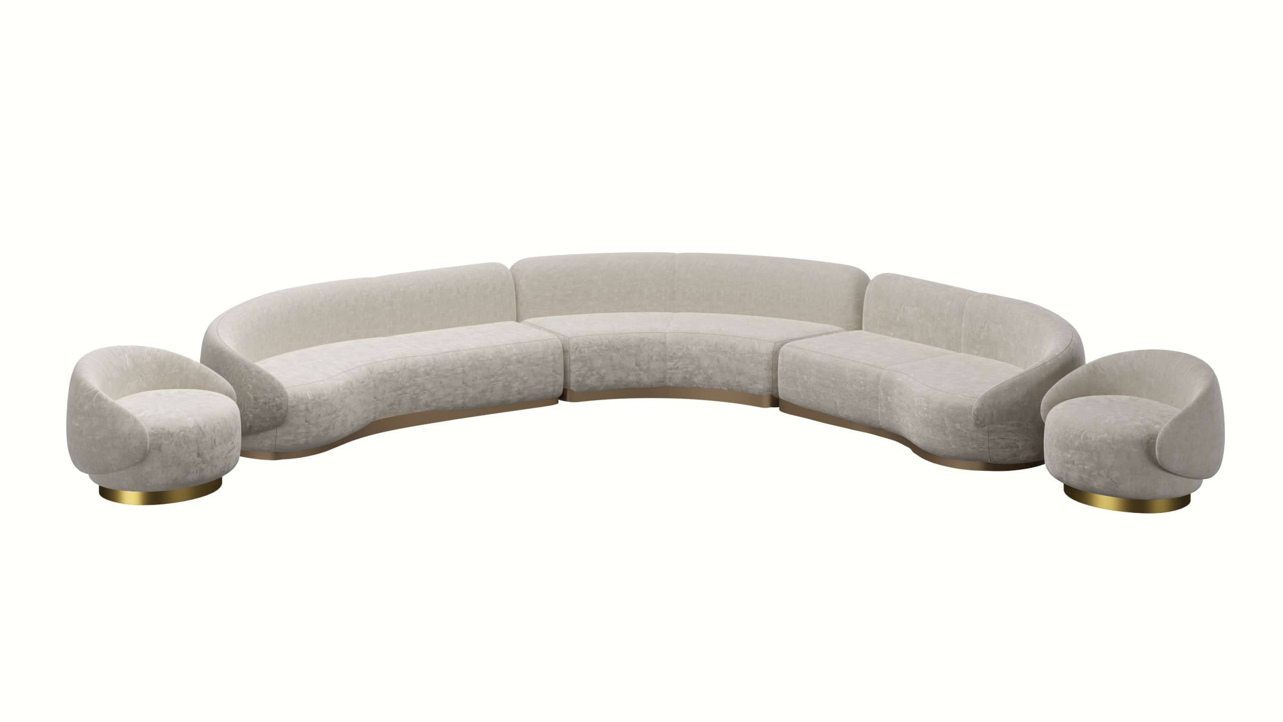 Luxury Curved Modular Sofa Set with Accent Chairs 