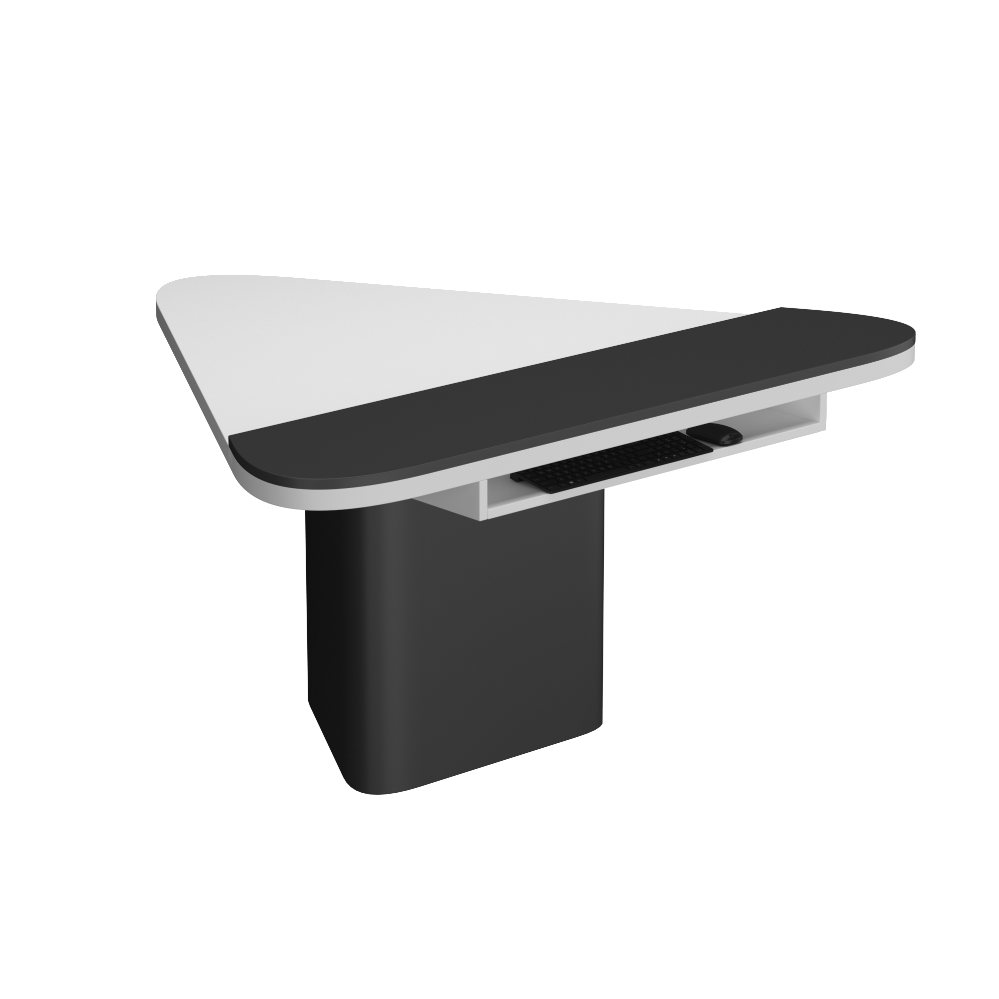 Modern Triangular Executive Office Desk with Keyboard Tray